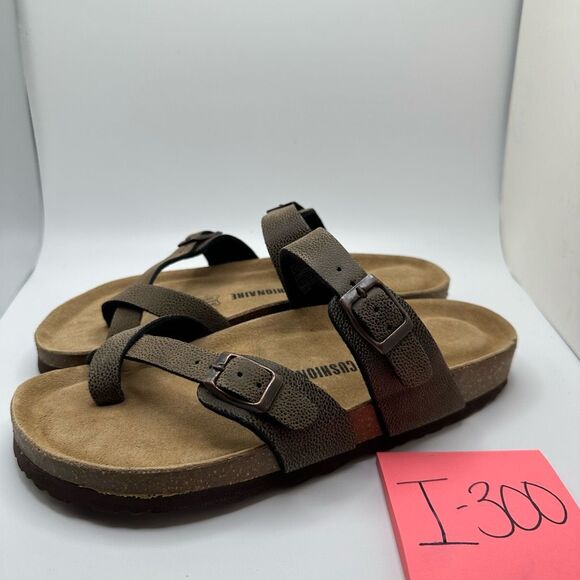 CUSHIONAIRE Women's Cork Footbed Sandal With +Comfort 9 WIDE BROWN RUGGED - Picture 3 of 7